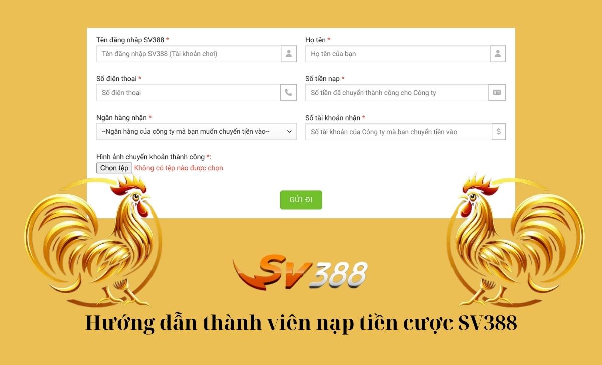 Hướng dẫn thành viên nạp tiền cược SV388